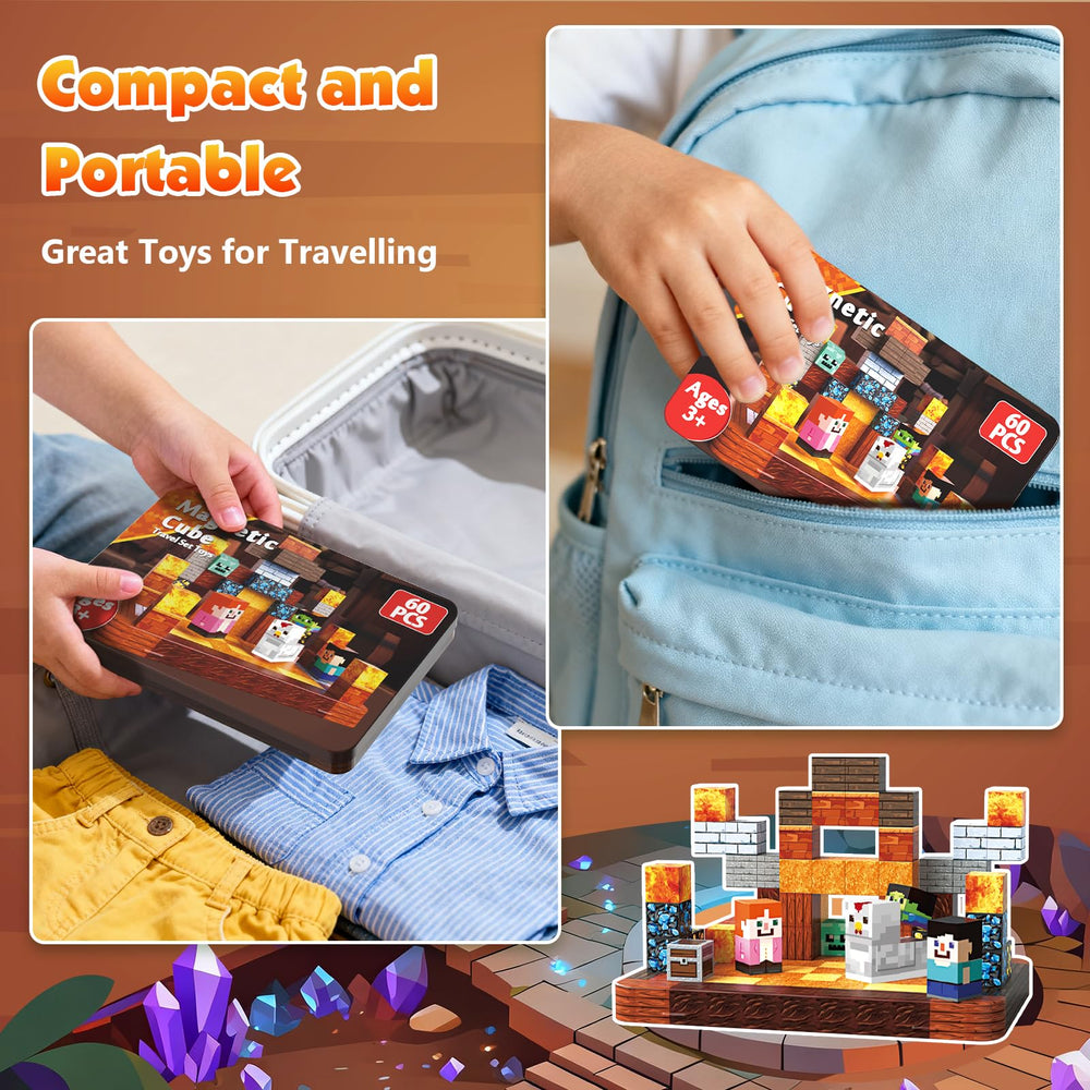 Kids building with Magnetopia travel toy during car rides.