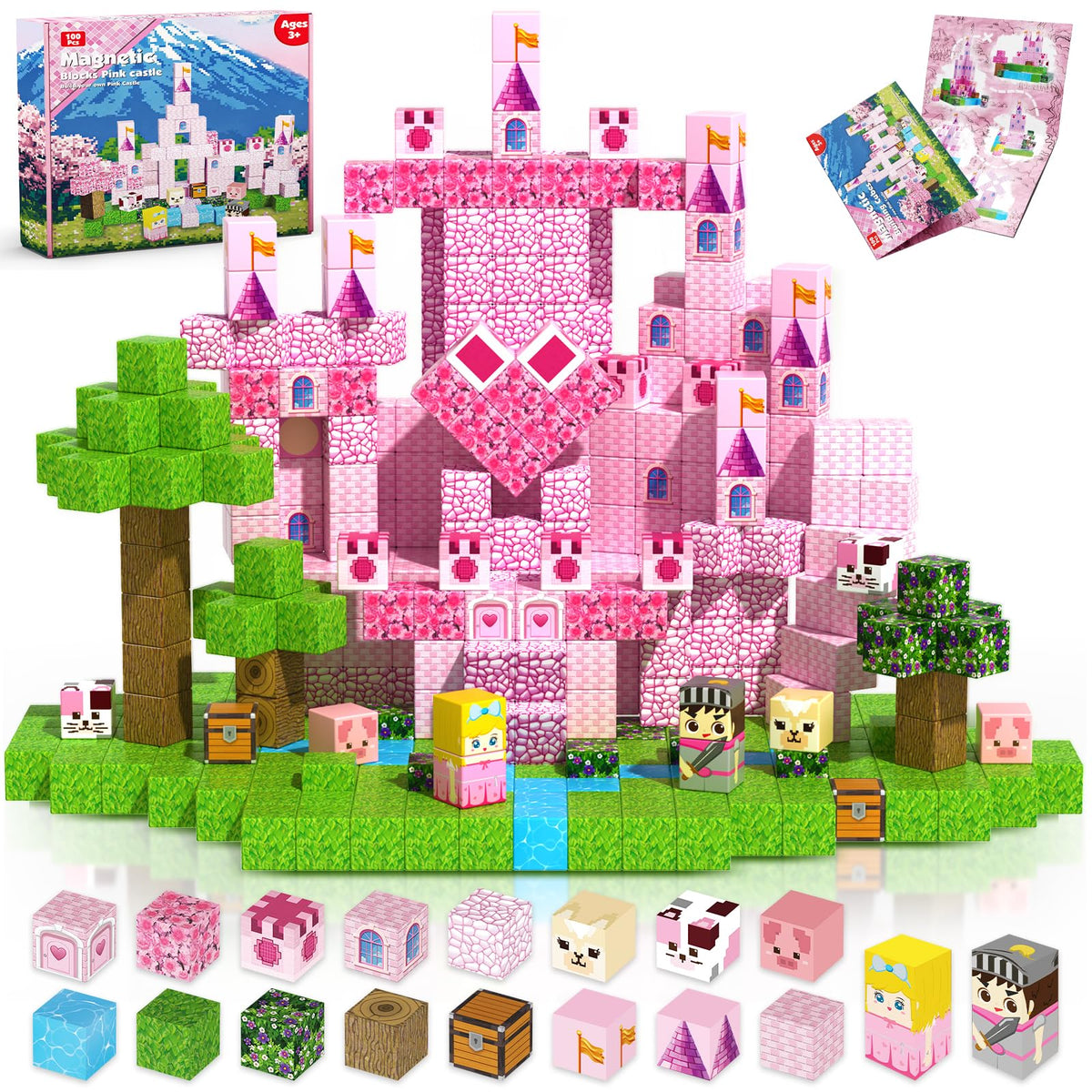 Magneverse 100pcs blocks pink castle set invites imaginative play