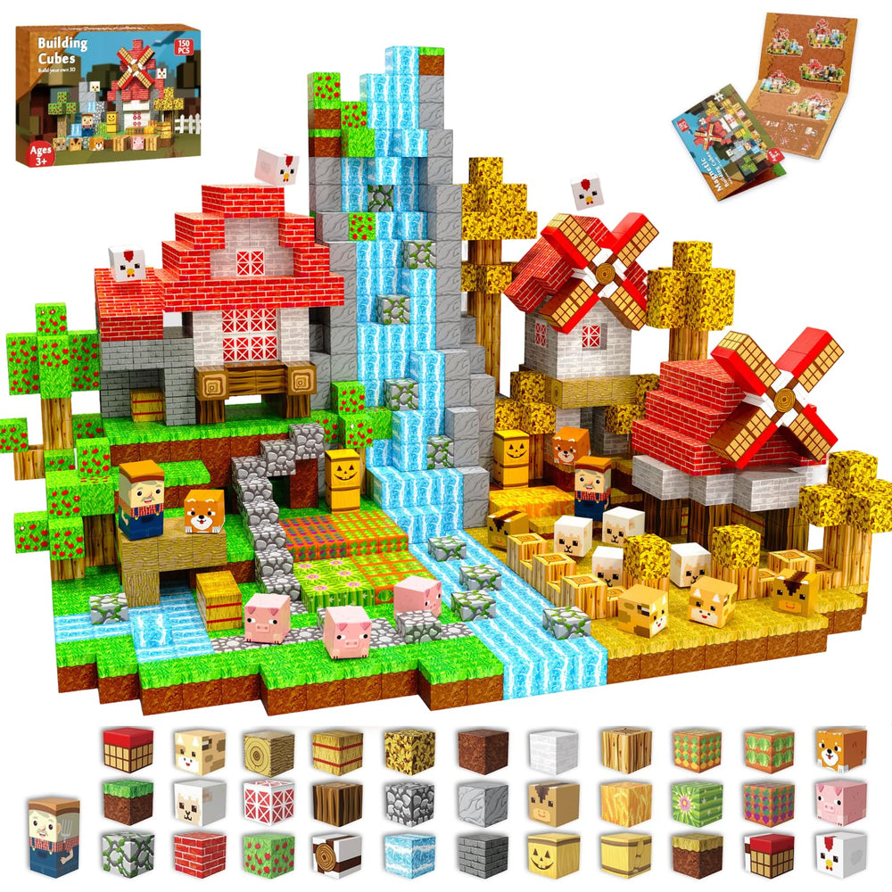 Magneverse windmill focal image from the 150 PCS Farm Animal Magnets set showcasing imaginative countryside play