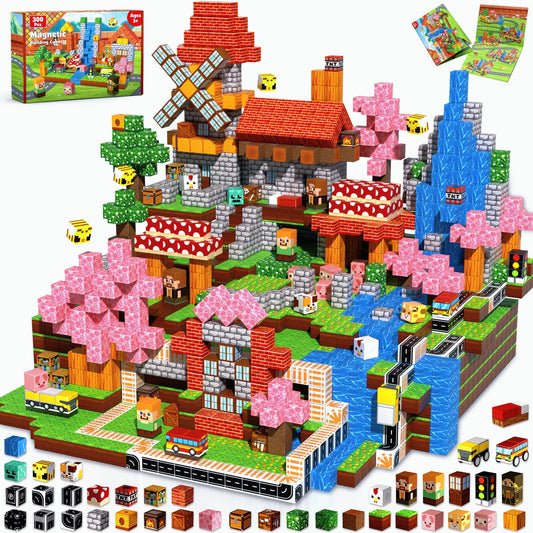 Magneverse 300-piece blocks with cherry blossom shapes for imaginative play and spatial skills