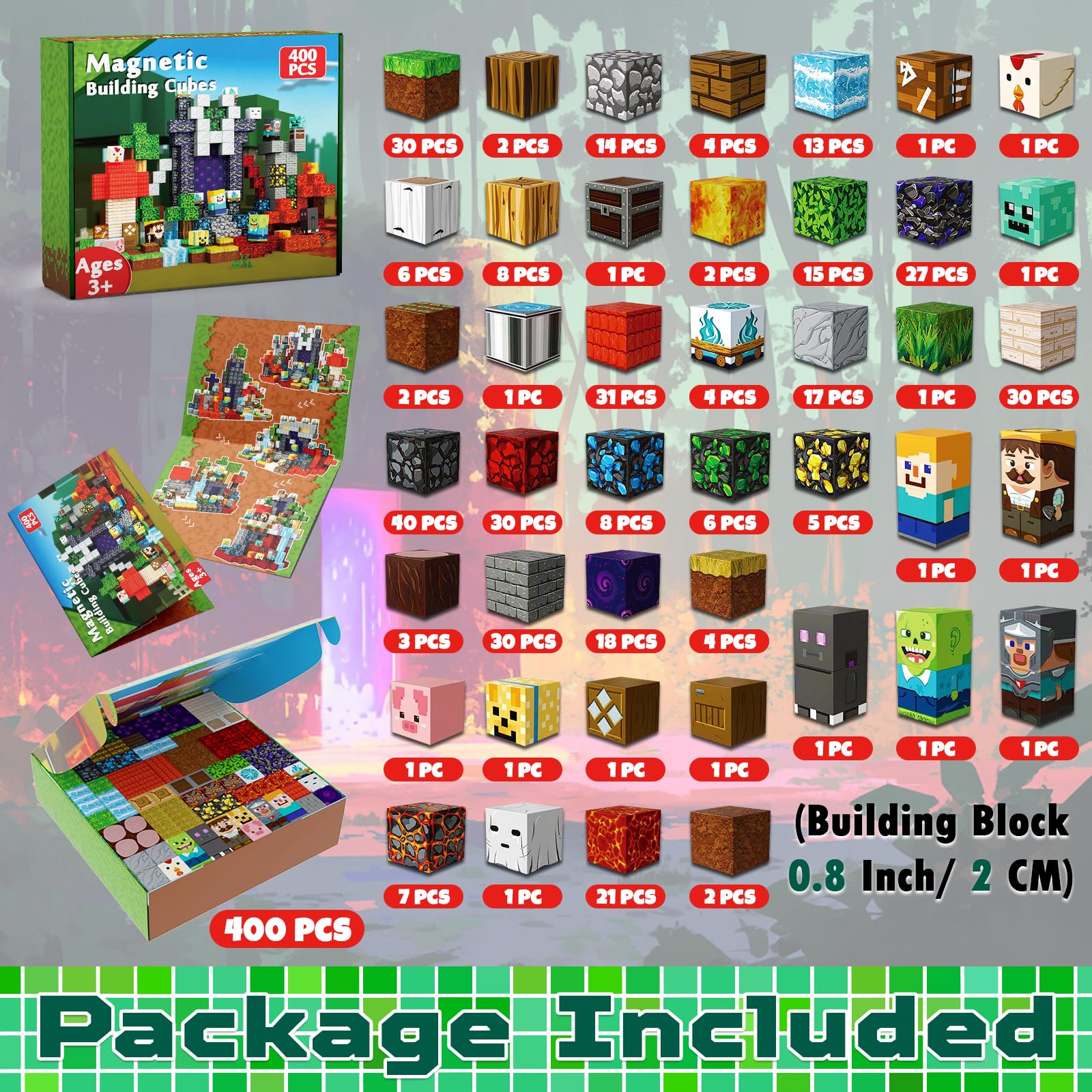 Magneverse 400 PCS magnetic blocks build a dynamic lava-flow world with secure magnets.