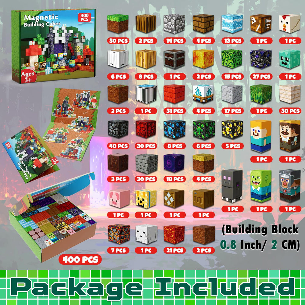 Magneverse 400 PCS magnetic blocks build a dynamic lava-flow world with secure magnets.