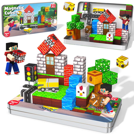 Magneverse 45-pcs travel magnetic blocks in a portable box for creative on the go play