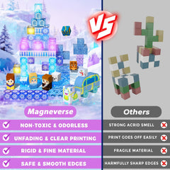 Magneverse blue snow princess castle theme inspires magical pretend play.