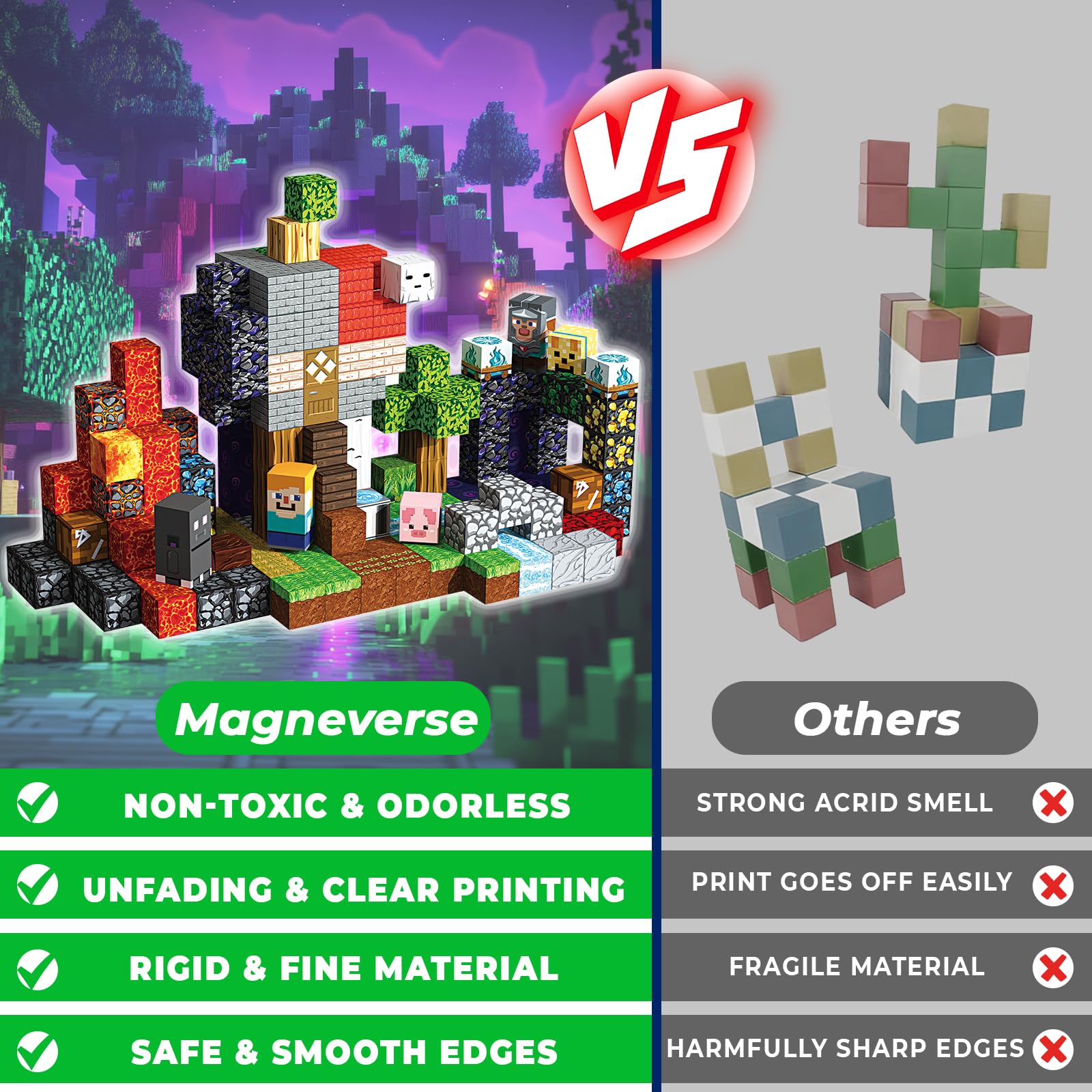 Magneverse lava theme blocks creating dynamic, colorful structures.