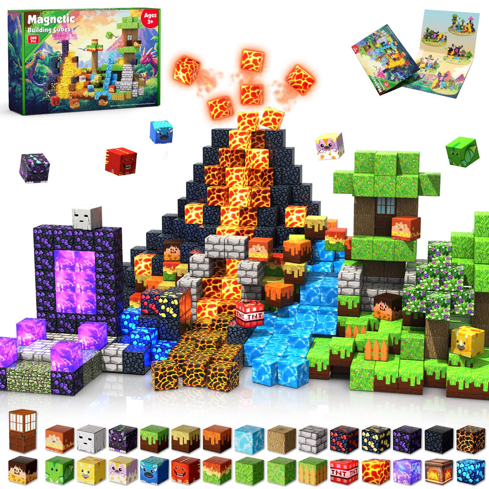 Magneverse lava theme magnetic blocks for creative play and problem solving