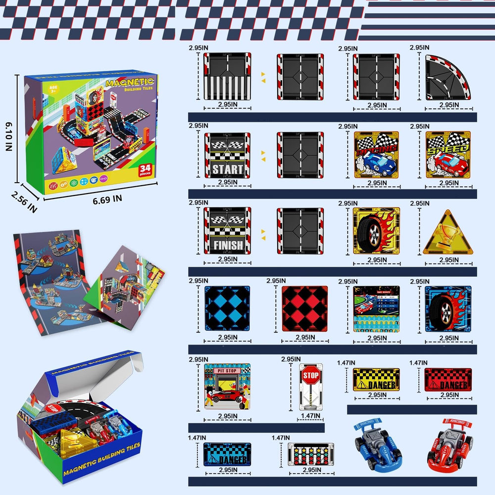 Magneverse Road Set control tower guides kids in organizing a racing layout
