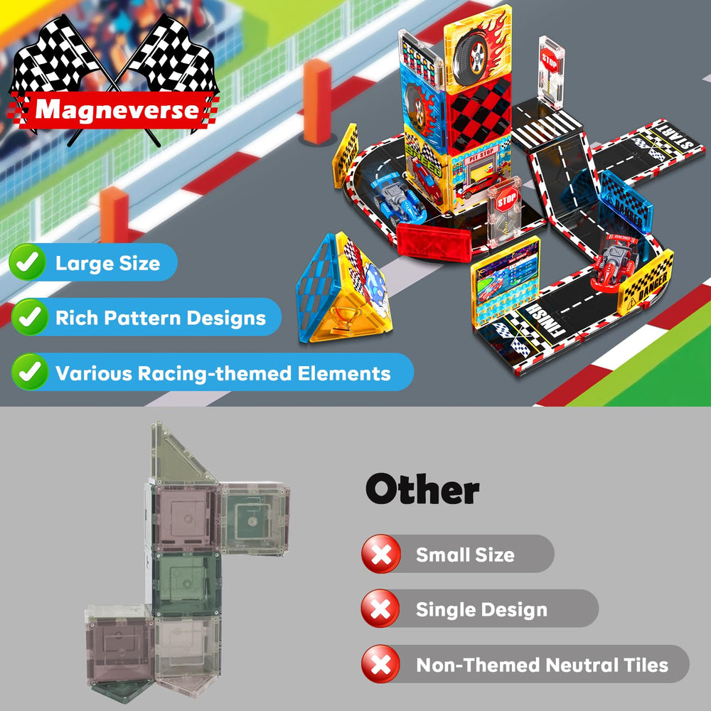 Magneverse Road Set road segments create authentic circuits for creativity