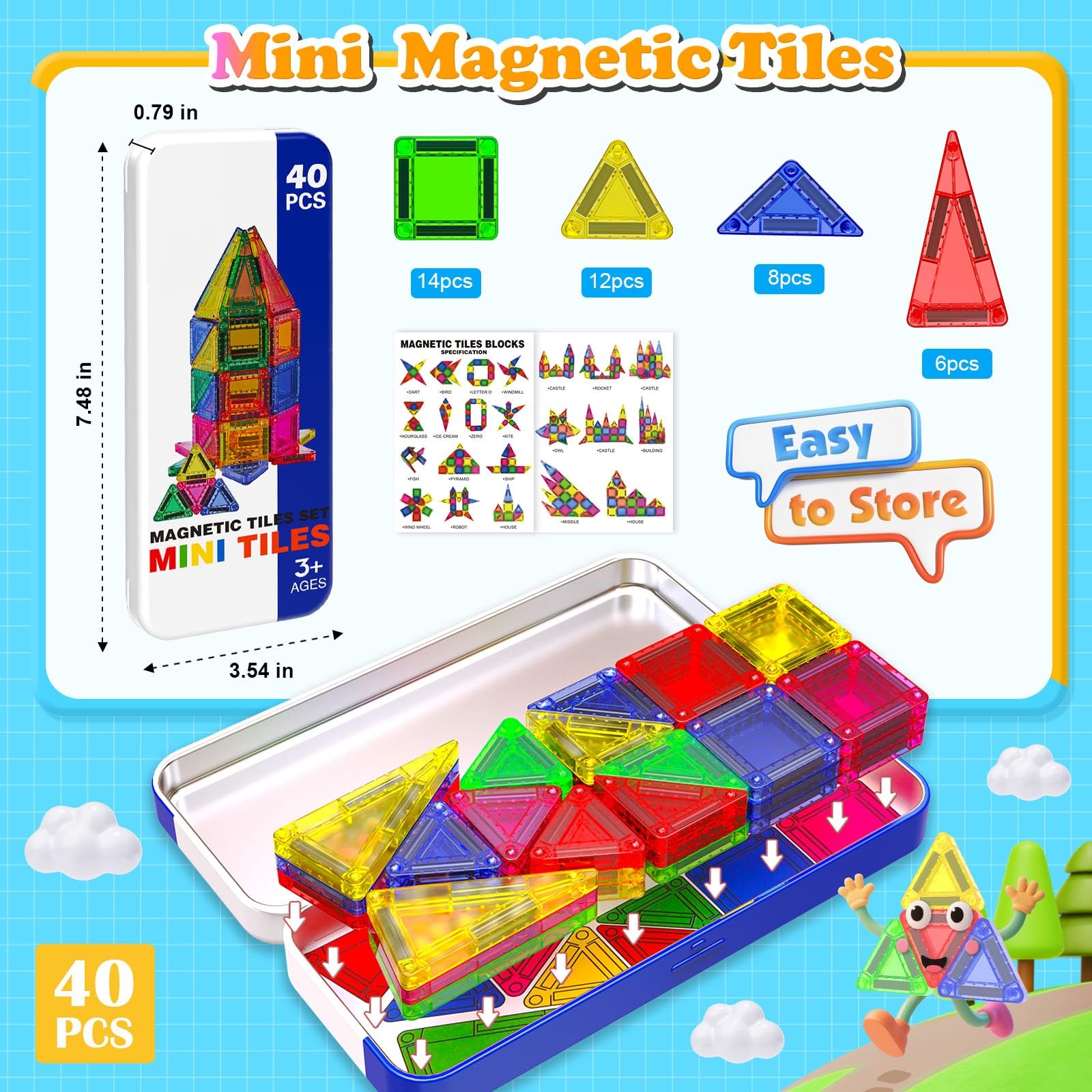 Magneverse mini tiles connect with standard sets to expand building options