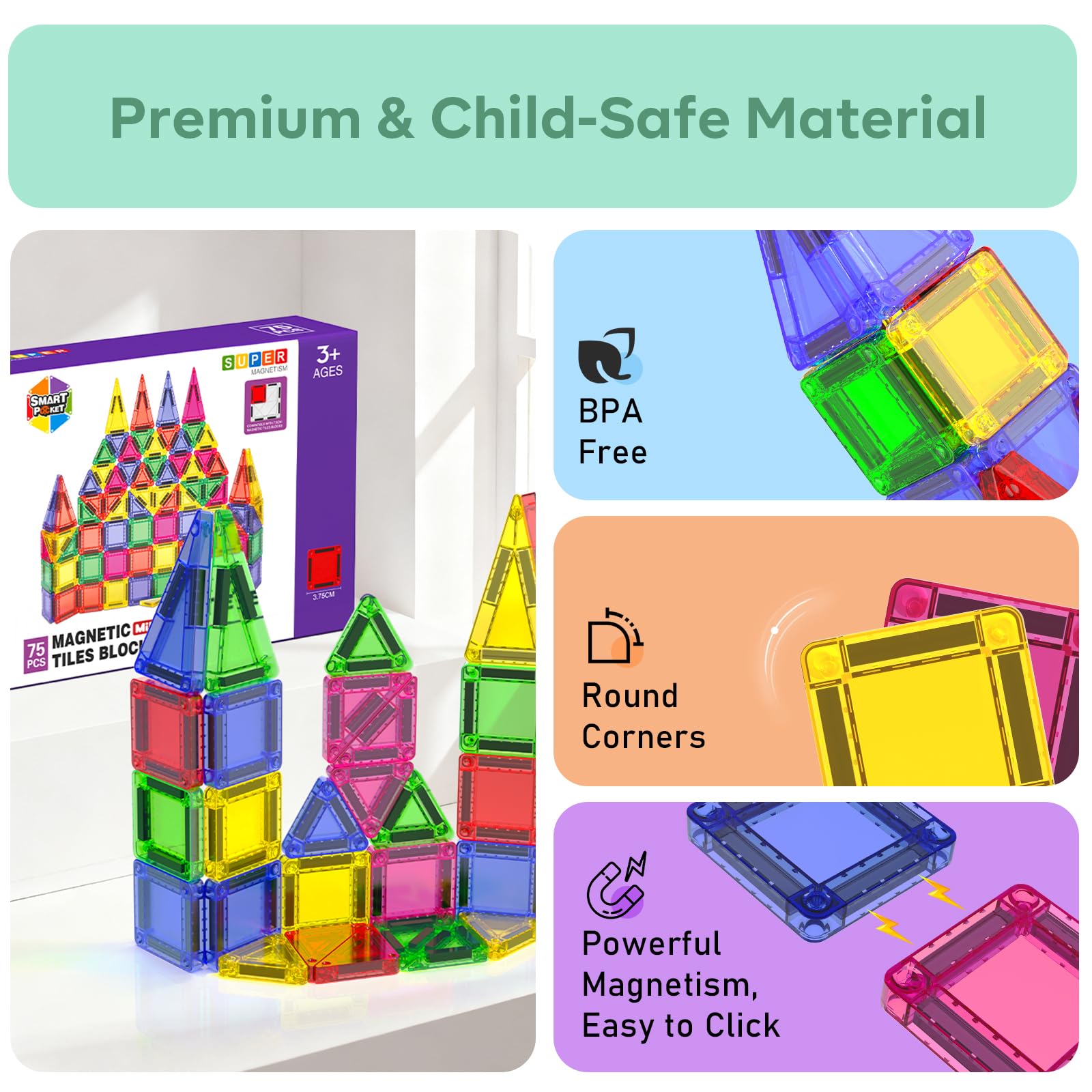 Magneverse mini tiles empower little builders to explore spatial ideas and imaginative play.