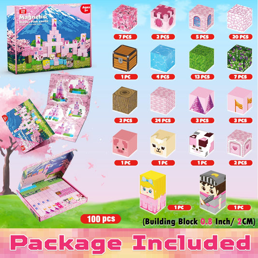 Magneverse pink princess castle magnets for focused play