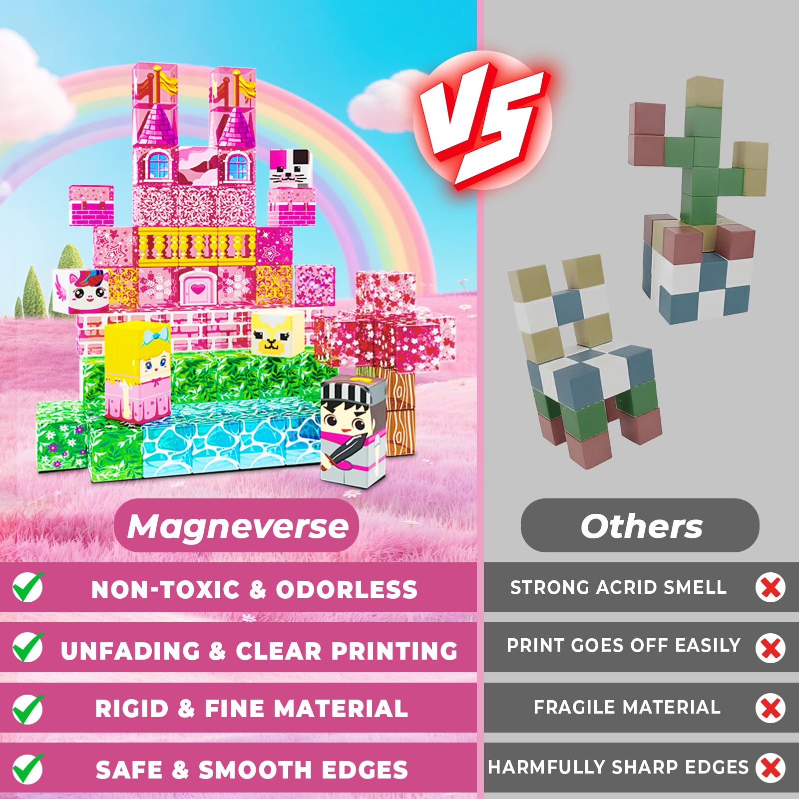 Magneverse safe durable blocks with smooth edges for worry-free play