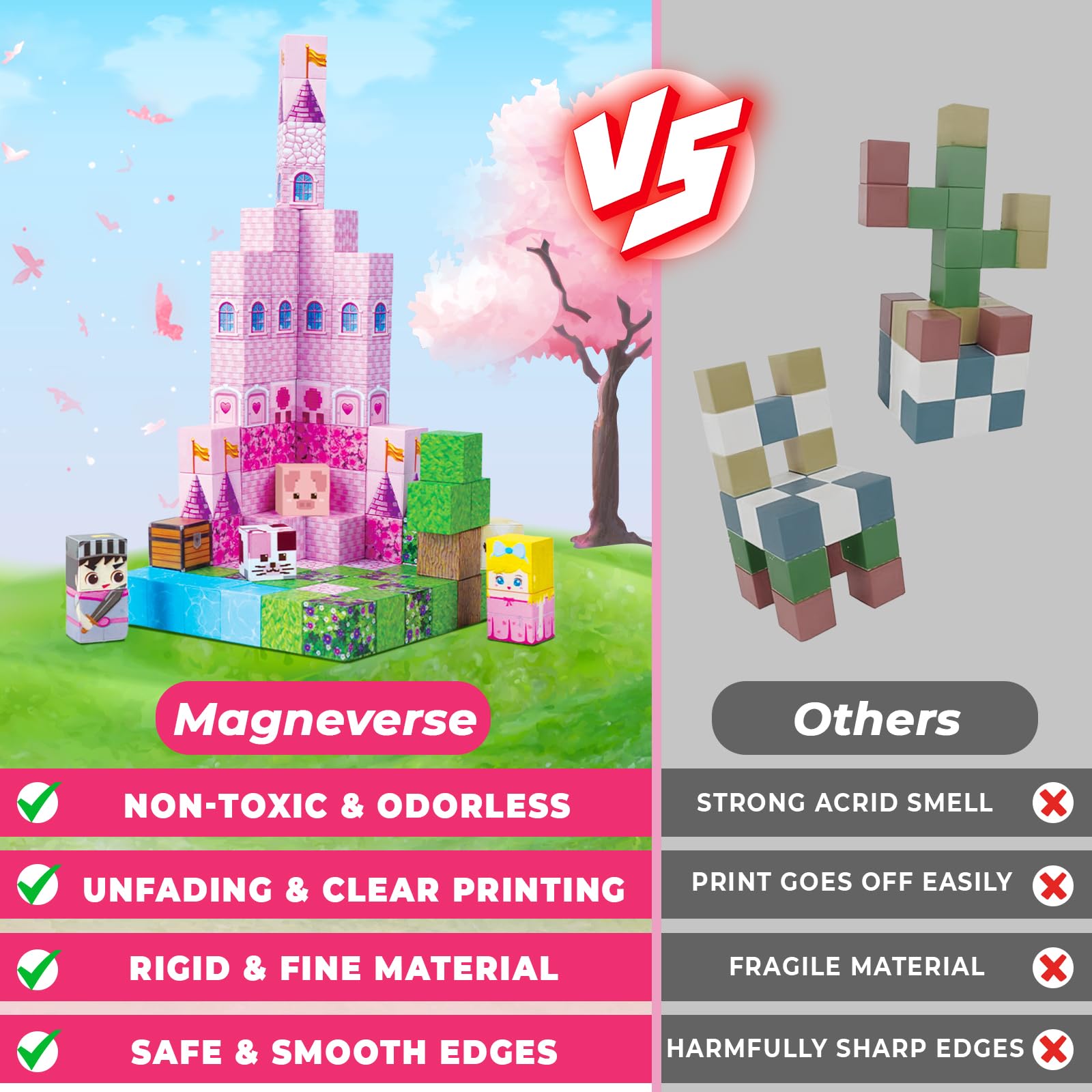 Magneverse safe-durable blocks offer non-toxic construction with smooth edges