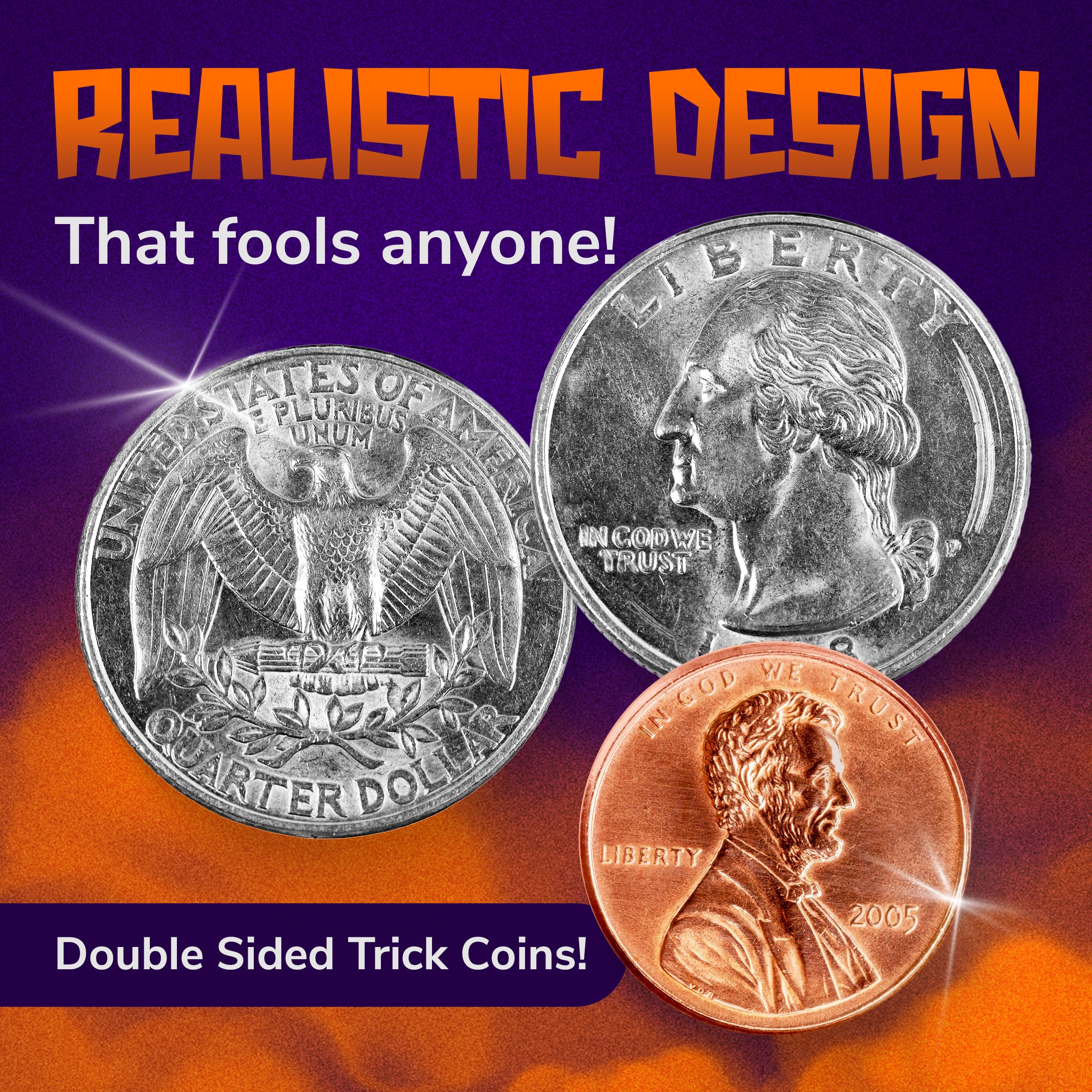 Magnus Magic double-headed penny back view ready for performances