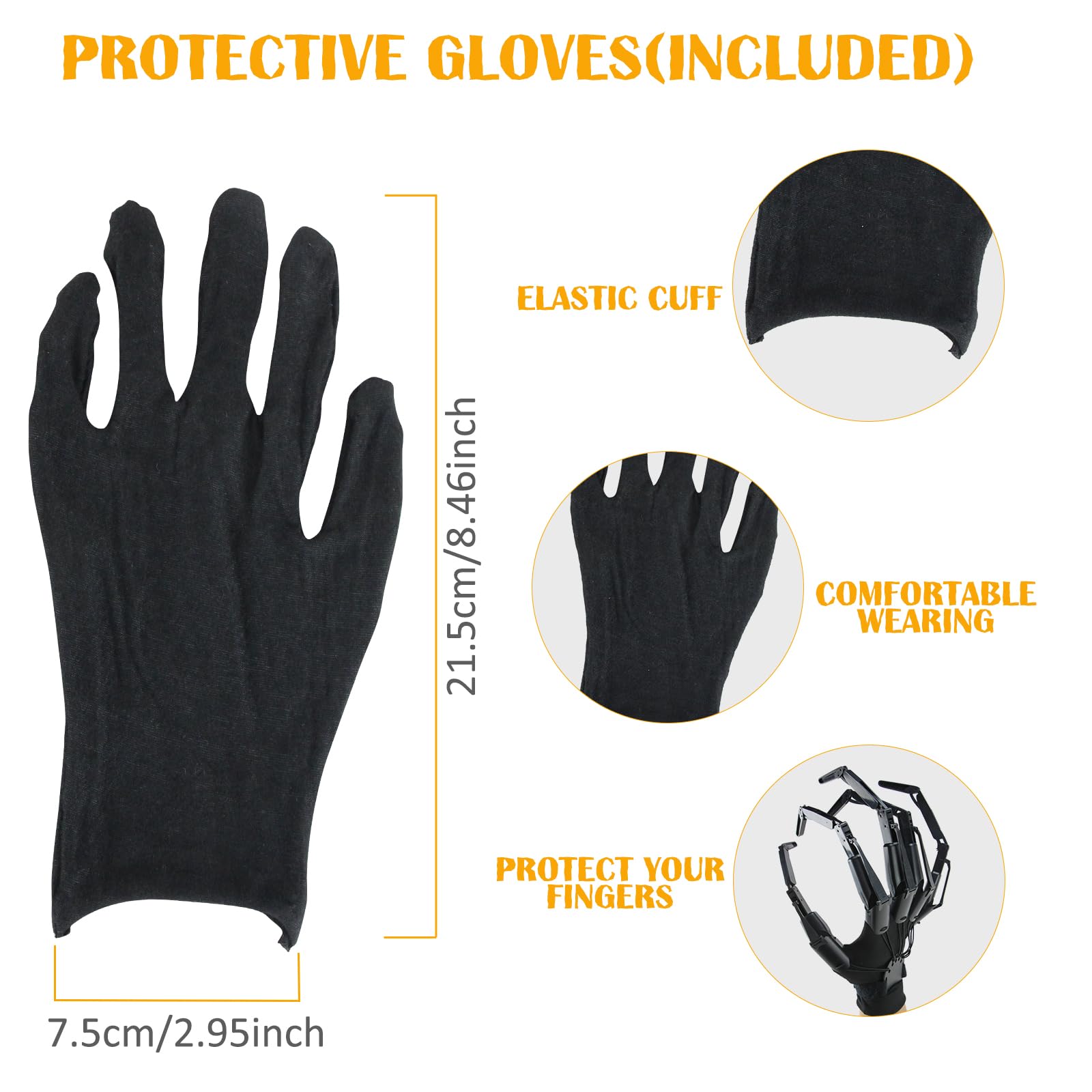 Magoog protective gloves included to protect hands during cosplay.