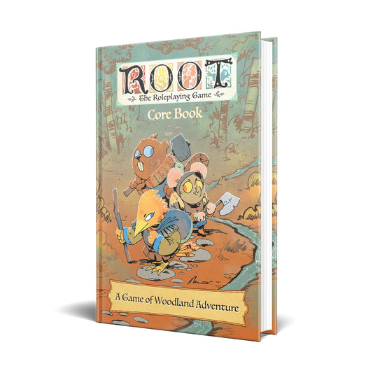 Magpie Games Root core book cover art for immersive woodland campaigns.