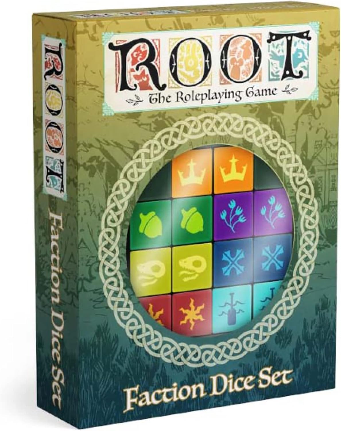 Magpie Games Root faction dice set for woodland factions enhances thematic gameplay and immersion.
