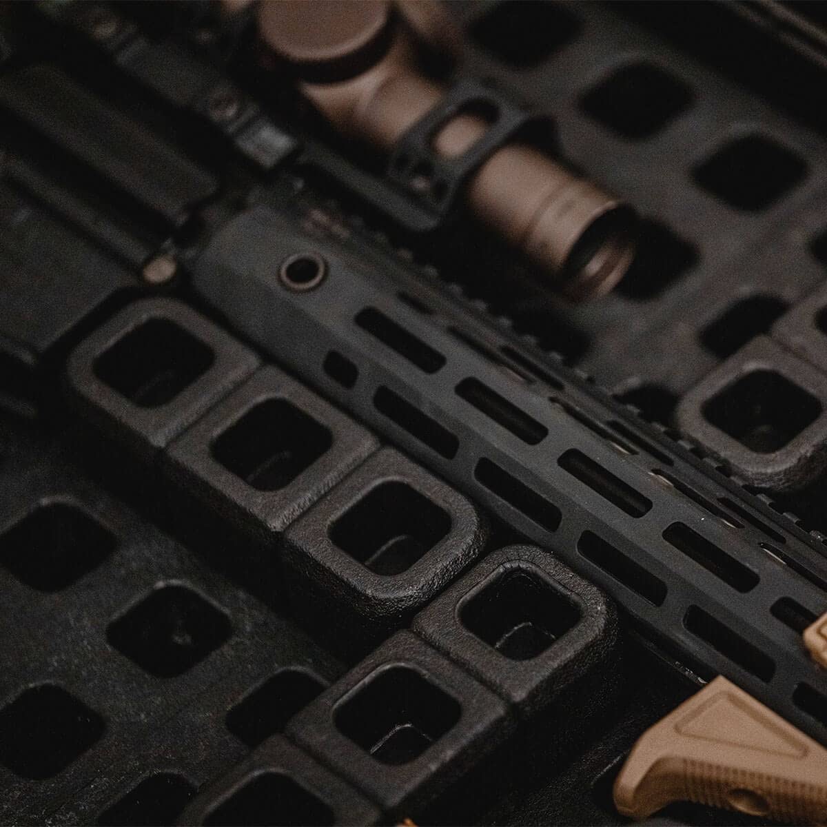 Magpul DAKA GRID-compatible blocks fit any case for flexible organization.