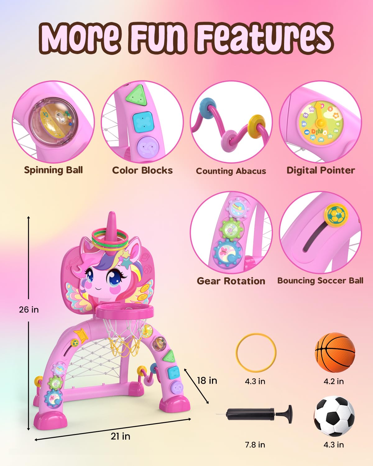 MAGTHIC Unicorn activity center with abacus and gears for curious minds.