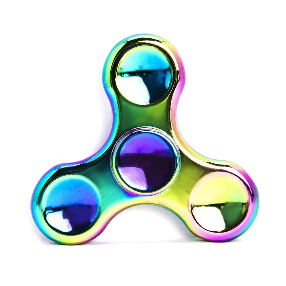MAGTiMES Rainbow Spinner close-up with steel finish and rainbow glow for focus.