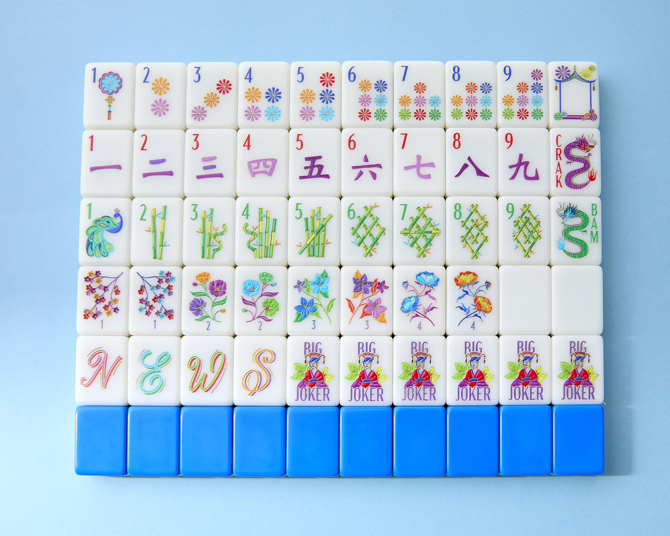 Blossom tiles design close-up by Mahjong Co showing vibrant learning-friendly patterns