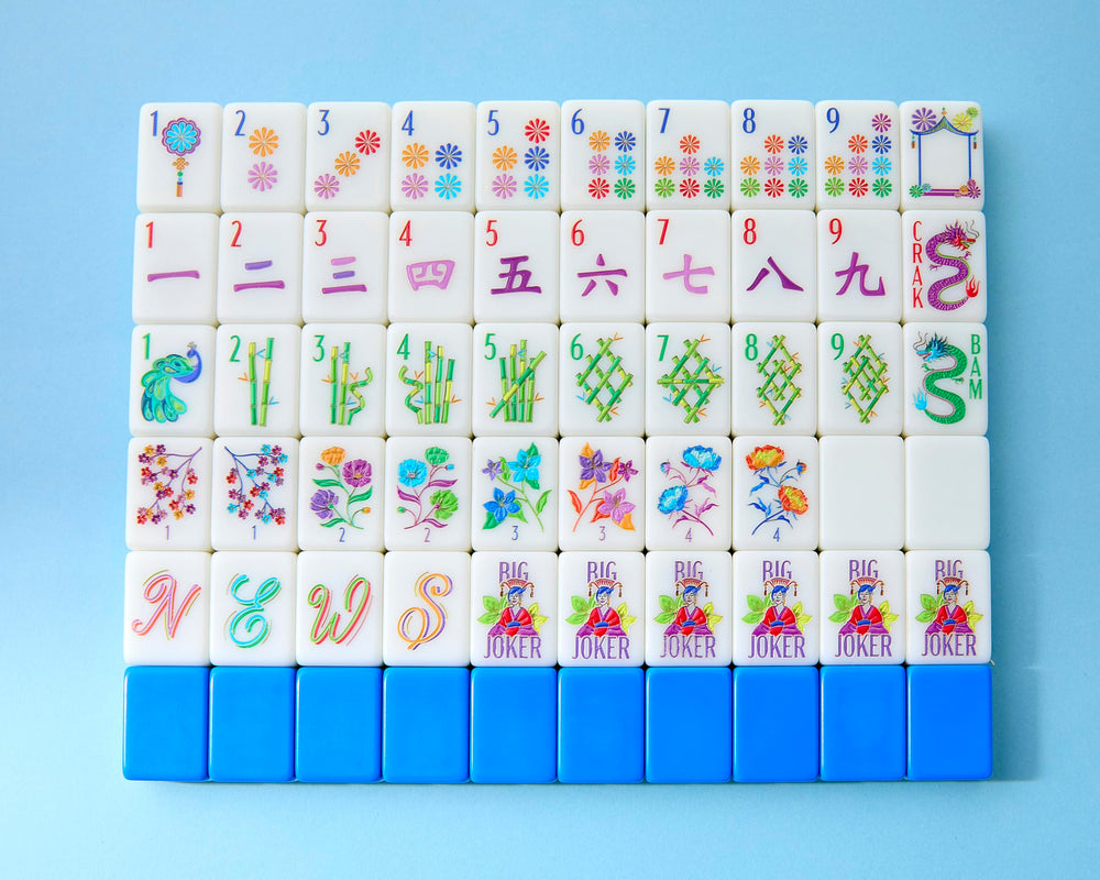 Blossom tiles design close-up by Mahjong Co showing vibrant learning-friendly patterns