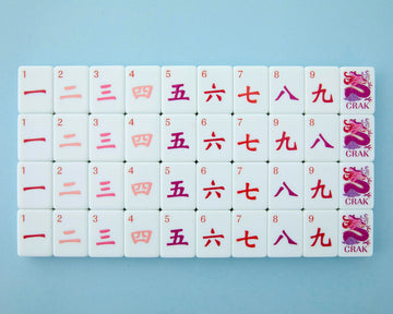 Celestial tile bag keeps Mahjong Co set safe and portable.
