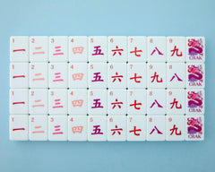 Celestial tile bag keeps Mahjong Co set safe and portable.
