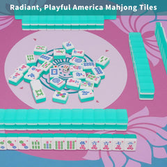 Mahjoy Mahjong Tile Set engraved tiles with bold colors for quick recognition.