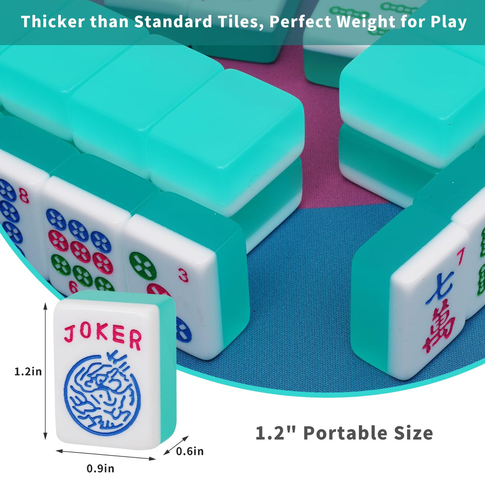 Mahjoy Mahjong Tile Set two dice ready for immediate play.