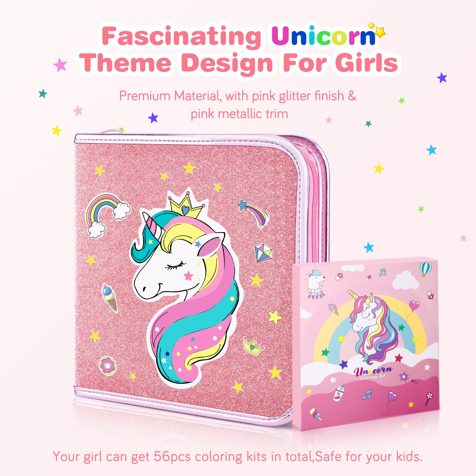 MAIGOZON portable unicorn storage case keeps supplies organized during travel.