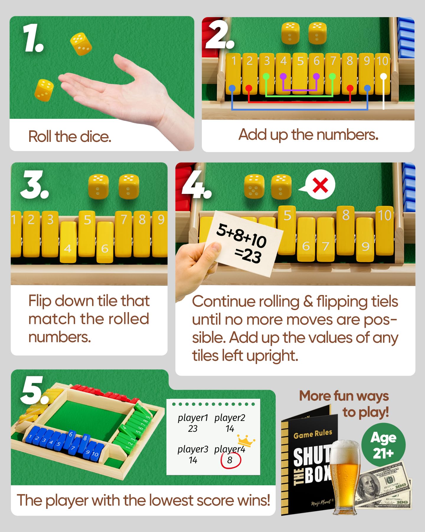 Maiji Planet Shut The Box dice and tiles for math play
