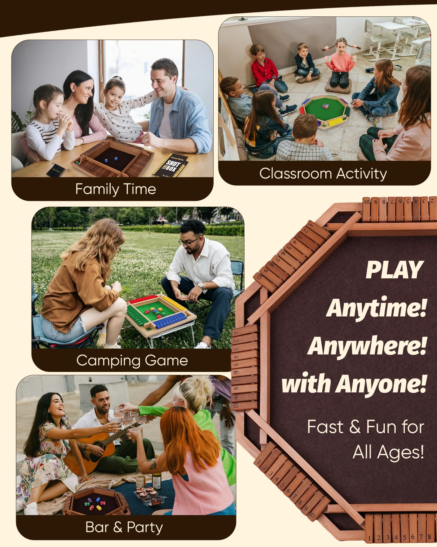 Maiji Planet Shut The Box wooden box closed, portable and travel-ready