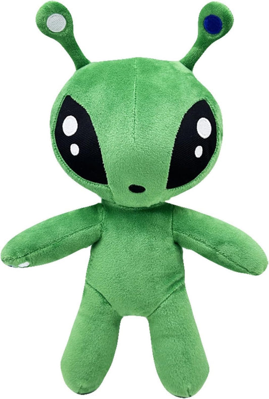 MAIPAI 13-inch green alien plush face close-up, showcasing soft fabric and textures for cuddling.