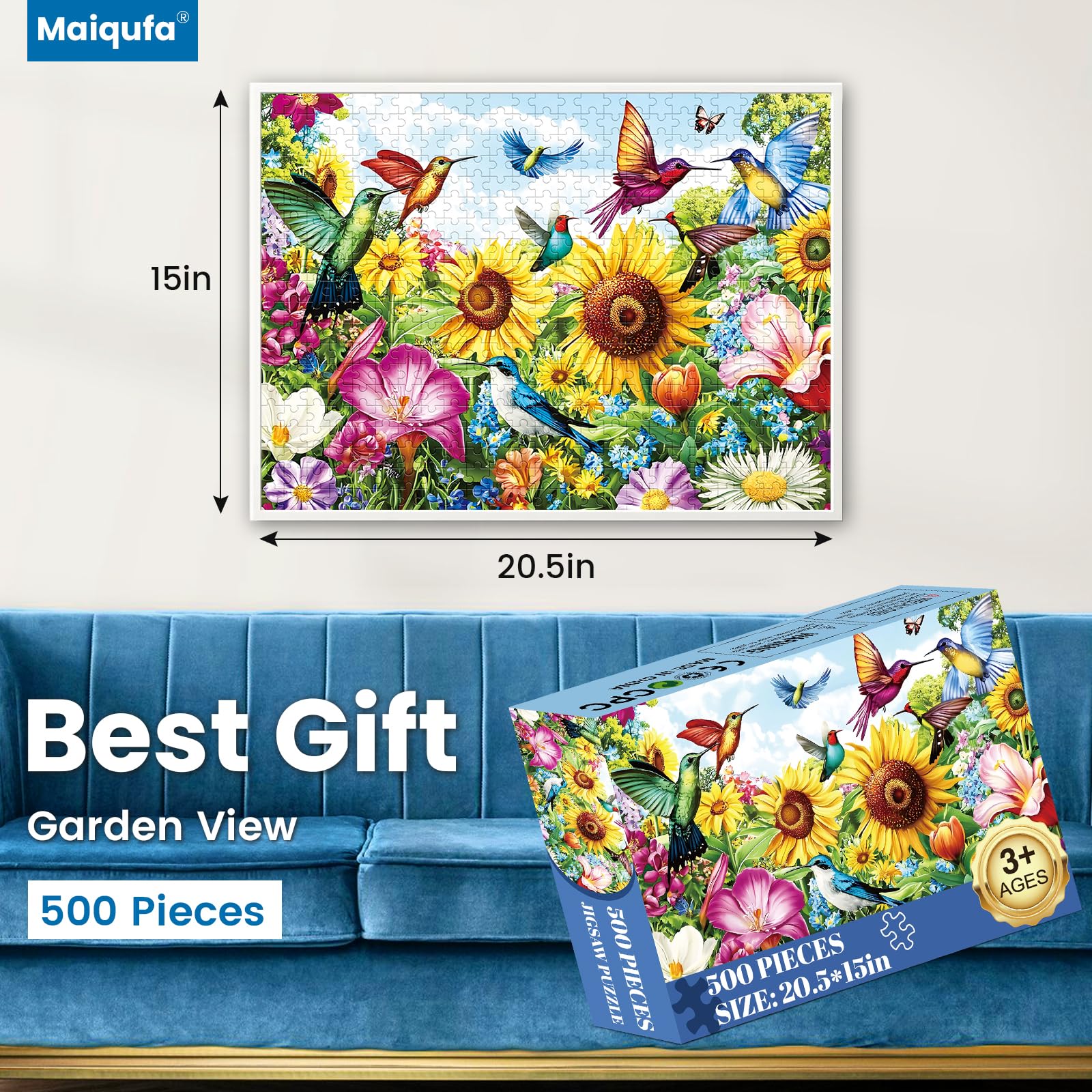 Maiqufa hummingbirds and flowers detail highlights vivid color and engaging play