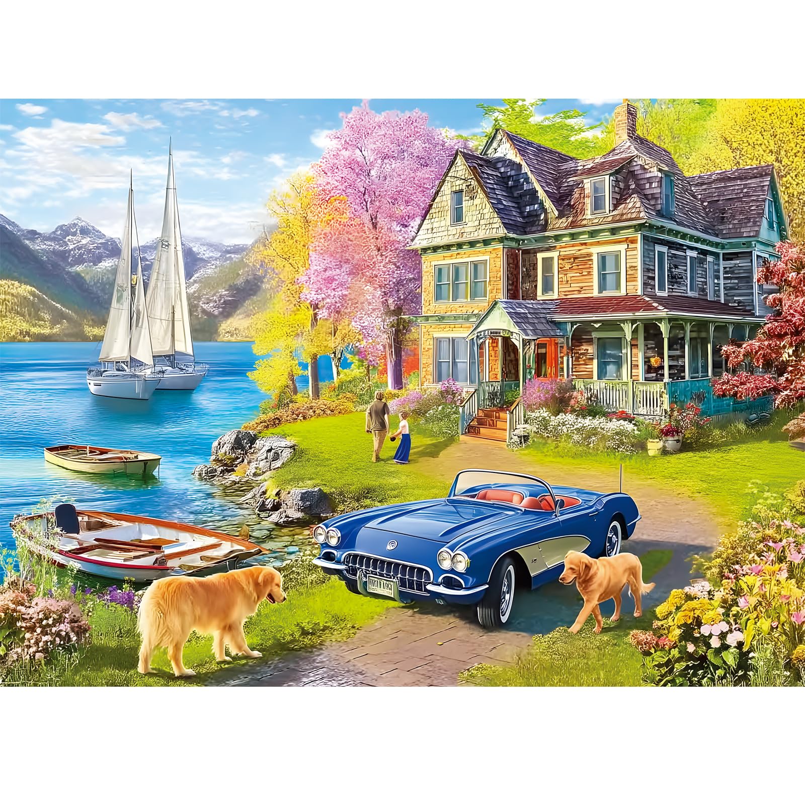 Maiqufa lake vacation puzzle featuring boats and dogs for relaxing family time