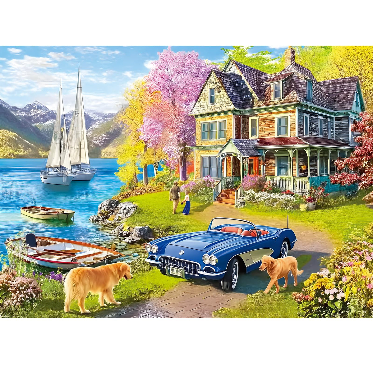 Maiqufa lake vacation puzzle featuring boats and dogs for relaxing family time