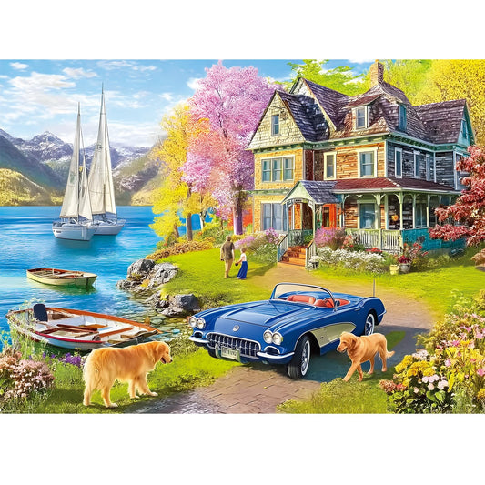 Maiqufa lake vacation puzzle featuring boats and dogs for relaxing family time