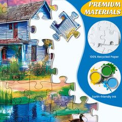 Maiqufa red barn lily pond puzzle creates immersive country life moments for family time