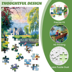 Maiqufa riverside boats puzzle highlights HD details for focused puzzling sessions