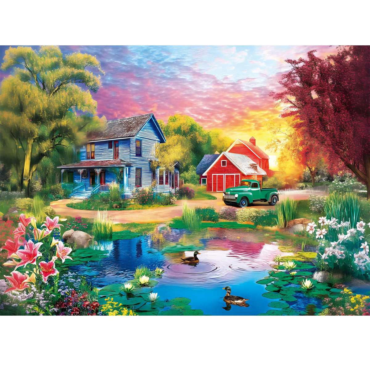 Maiqufa sunset farm retreat puzzle delivers relaxing countryside scene for mindful evenings
