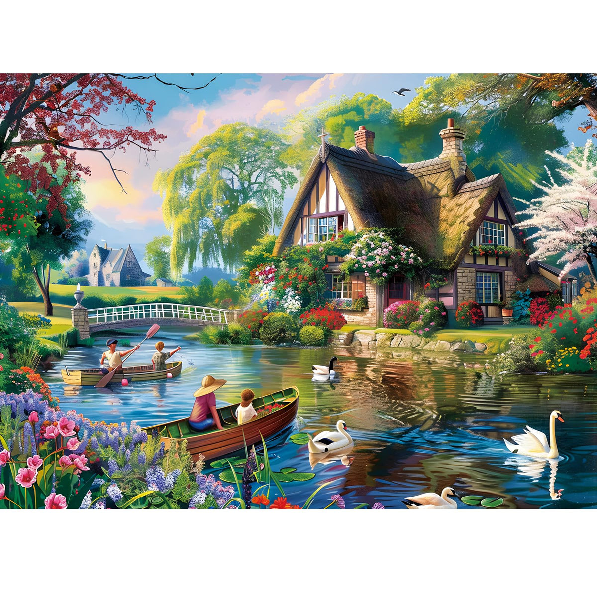 Maiqufa waterside cottage puzzle—vibrant riverside scene for relaxing evenings