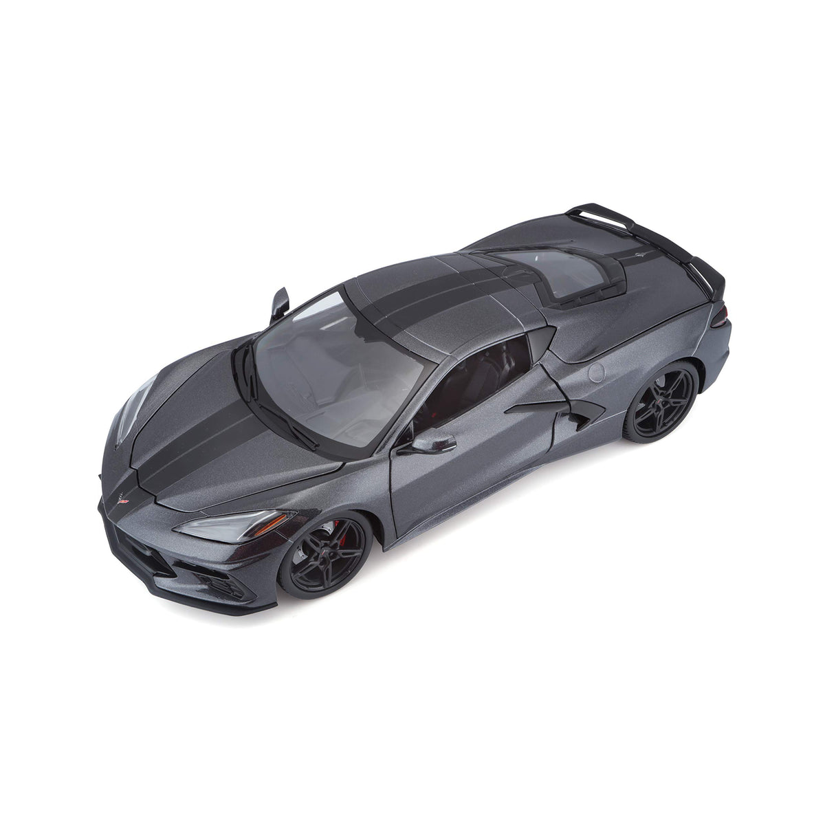Maisto 1:18 Corvette Stingray Z51 grey body model for display.