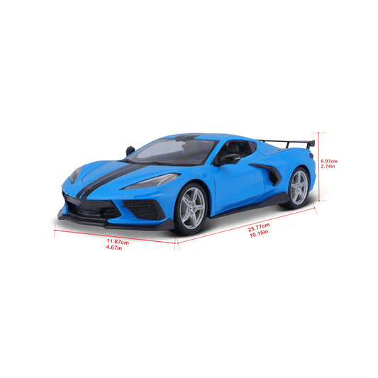 Maisto 1:18 Corvette Stingray Z51 High-Wing blue doors open to reveal interior details
