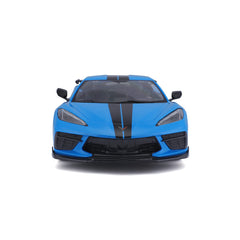 Maisto 1:18 Corvette Stingray Z51 High-Wing blue side profile highlights curves for display