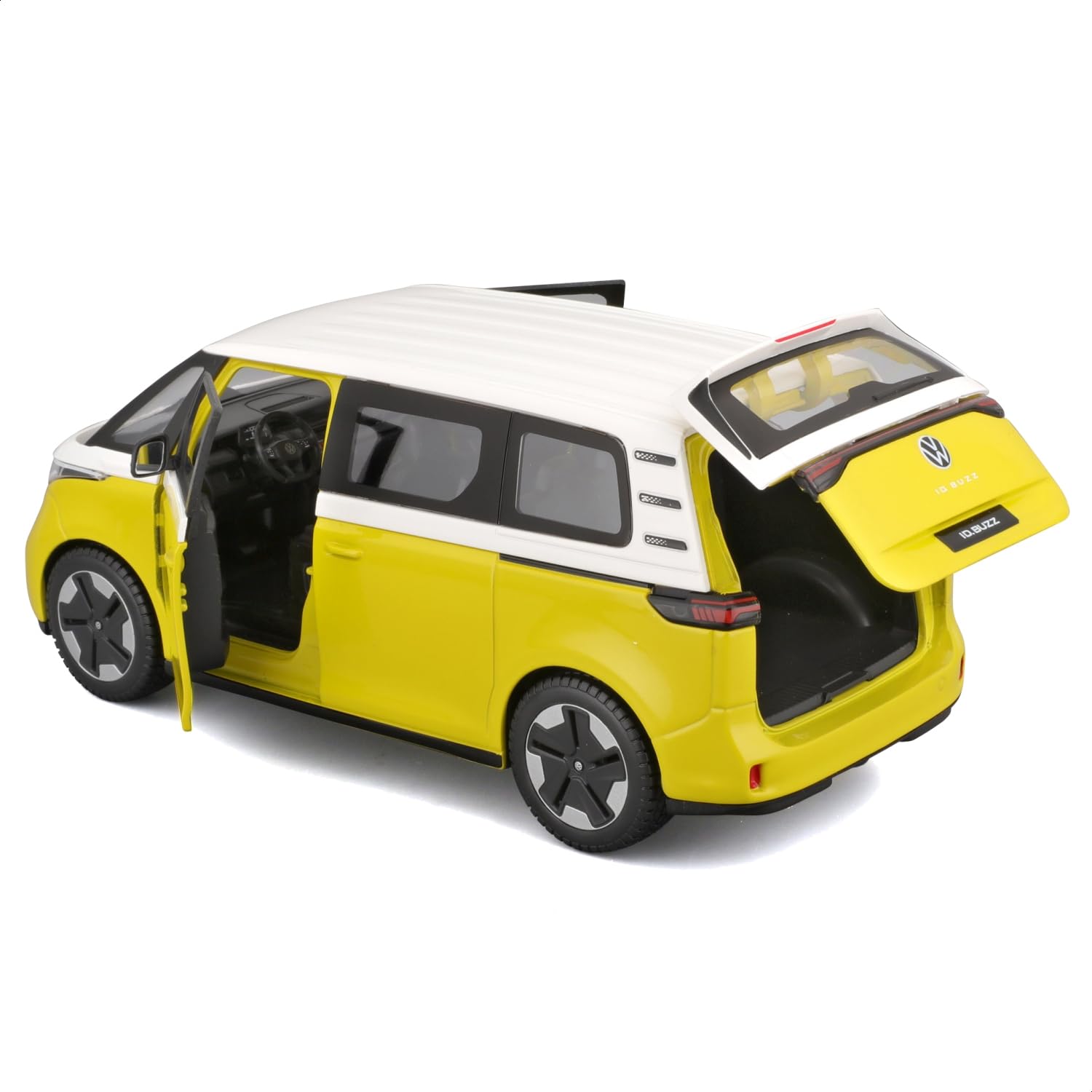 Maisto 1:24 SE VW ID. Buzz opening doors for interactive display.