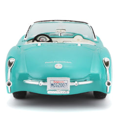Maisto 1957 Chevrolet Corvette turquoise engine compartment detail for realism.