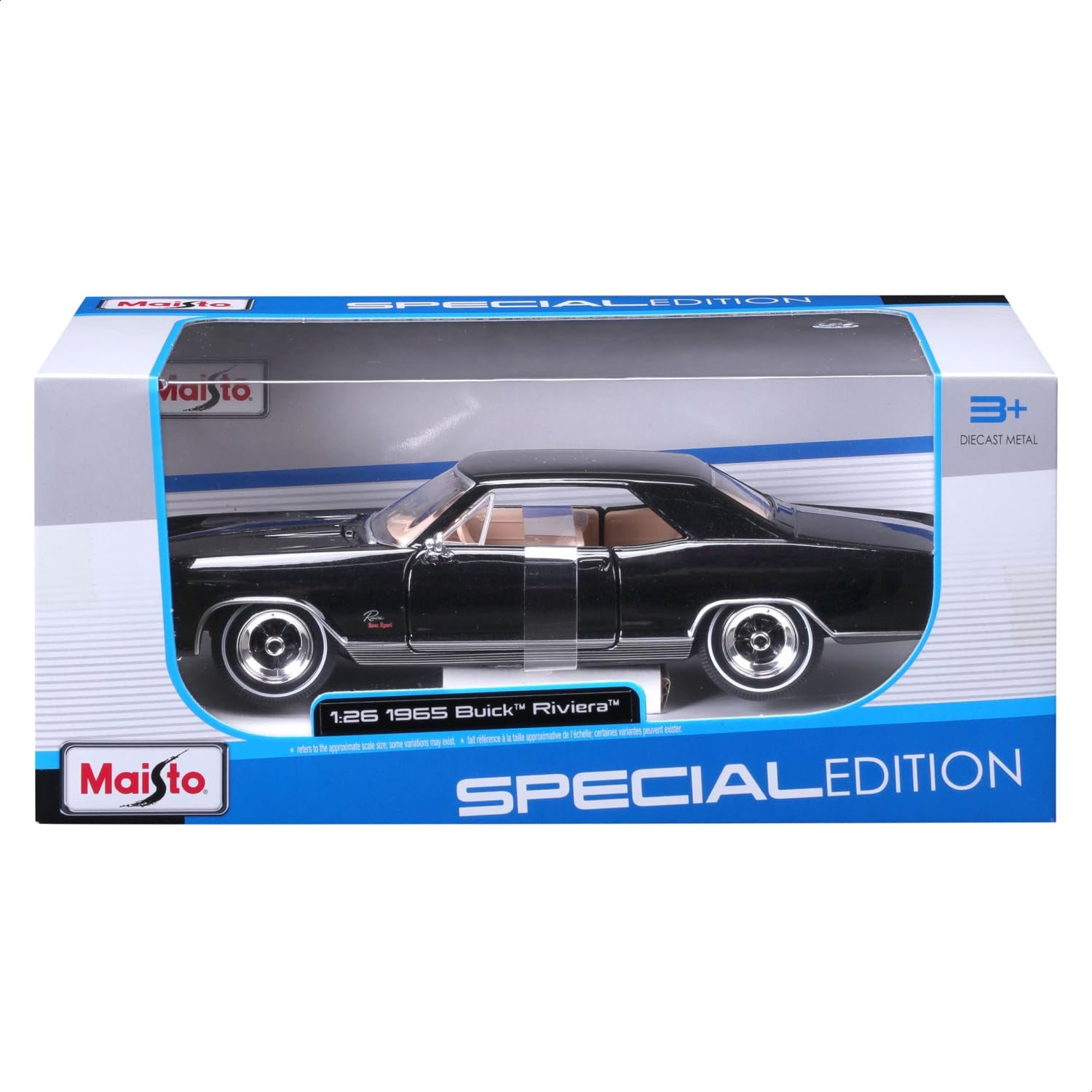 Maisto 1965 Buick Riviera black edition packaging adds authentic collectability