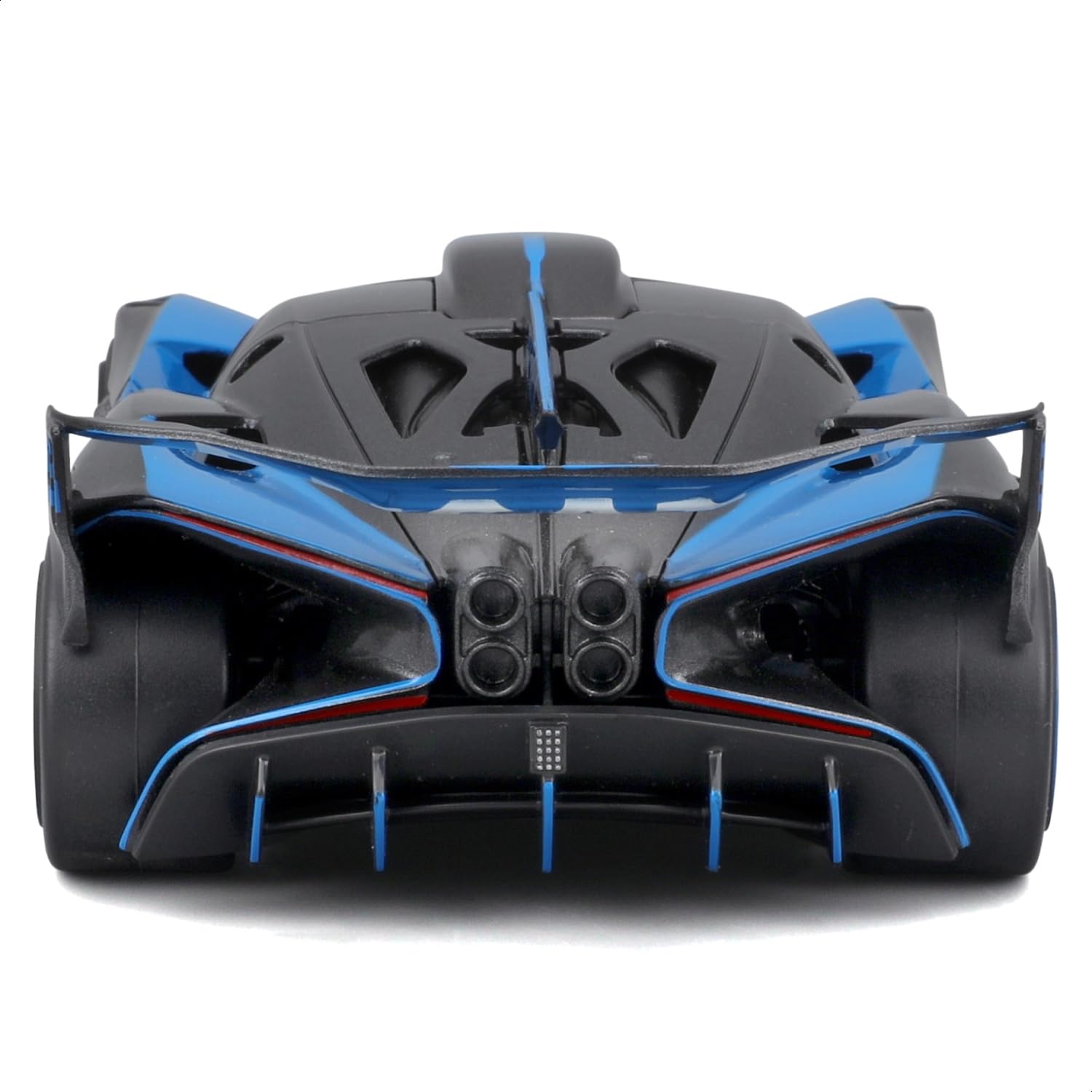 Maisto Bugatti Bolide front view emphasizes iconic silhouette.