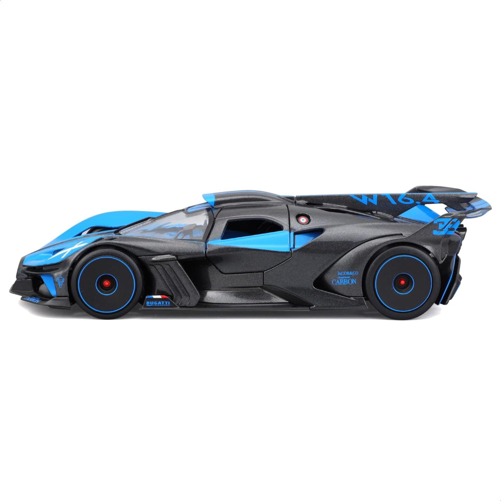 Maisto Bugatti Bolide rear view highlights exhaust details.